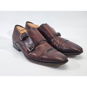 CCN Men's 13 Magnanni Silvio Tabaco Double Monk Strap Leather Loafers Oxfords